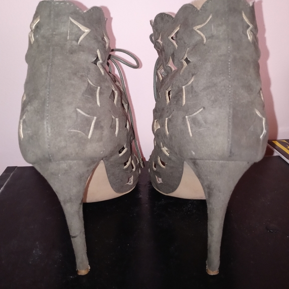 Eloquii Lace up Forrest Green Open toe booties - Picture 4 of 5